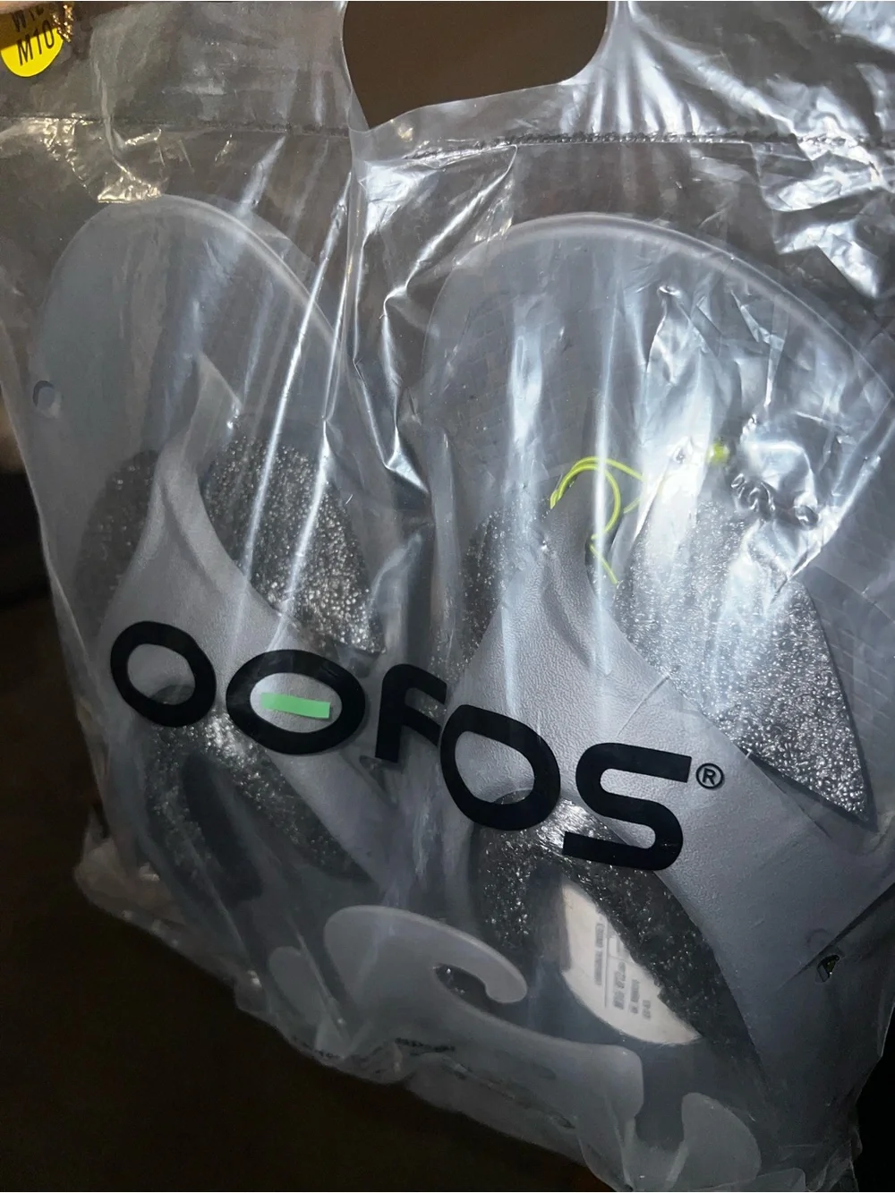 OOFOS Silver Gray Foam Flip Flops - Picture 2 of 5